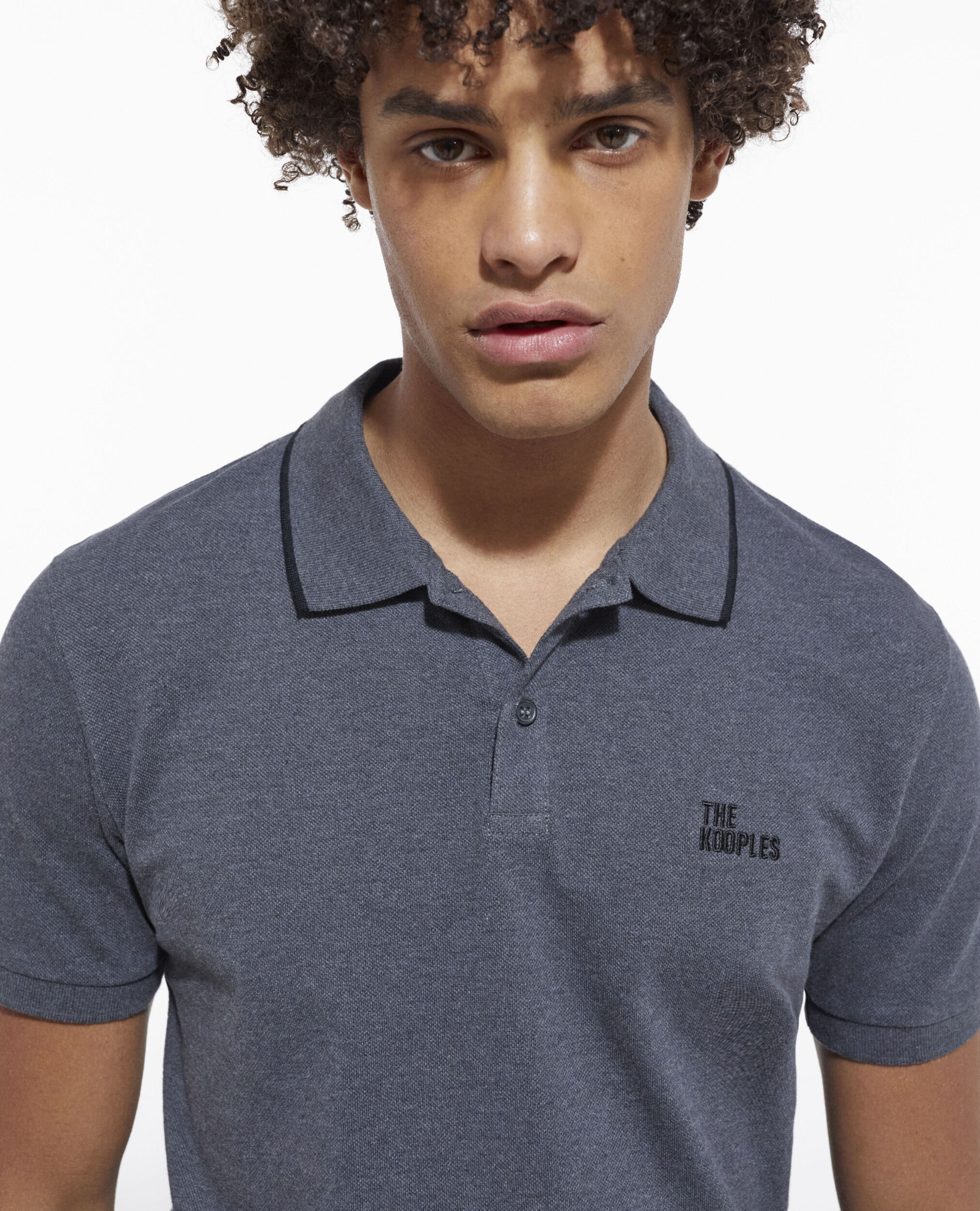 Gray polo, ANTHRACITE MELANGE, hi-res image number null