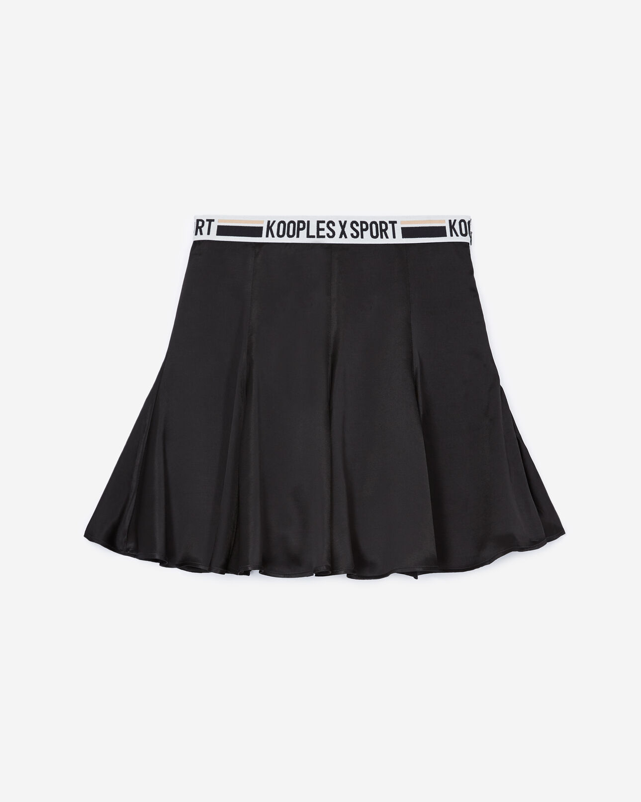 The Kooples FEMME BLACK jupe patineuse fluide noire bande logo