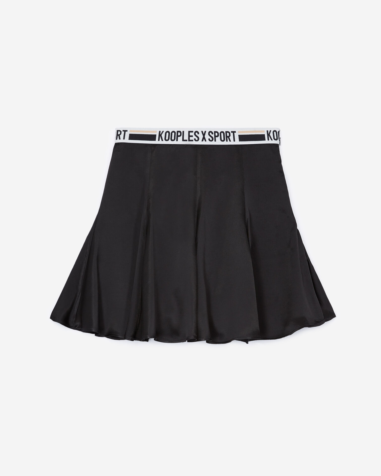 Flowing black skater skirt with logo band, BLACK, hi-res image number null