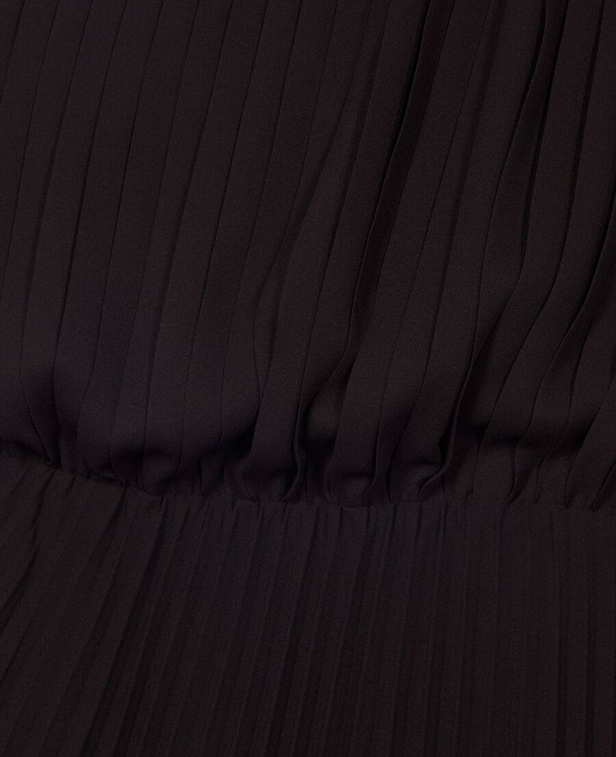 The Kooples DAMEN BLACK langes asymmetrisches plissee-kleid schwarz