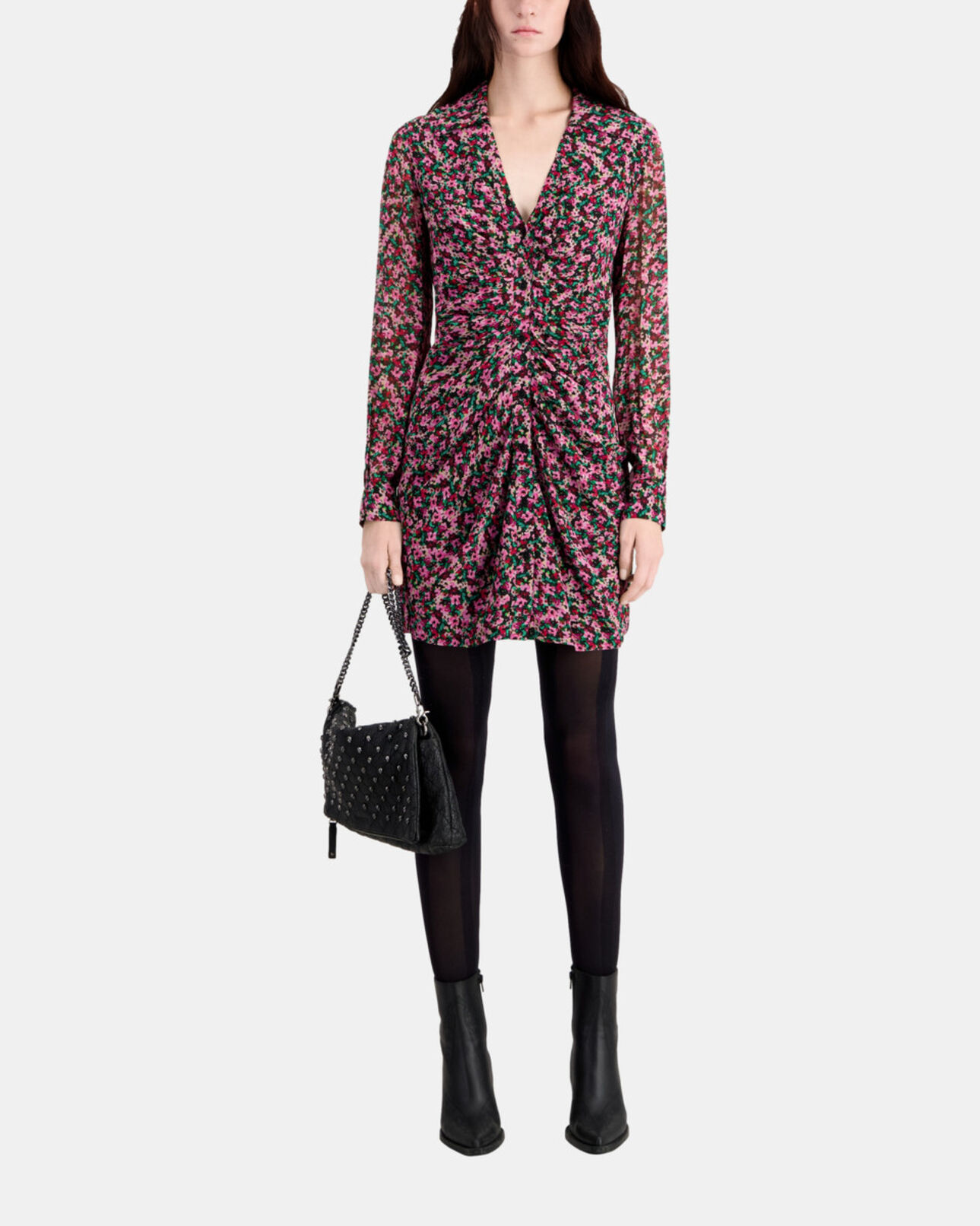 The Kooples MUJER MULTICOLOR vestido estampado corto fruncidos