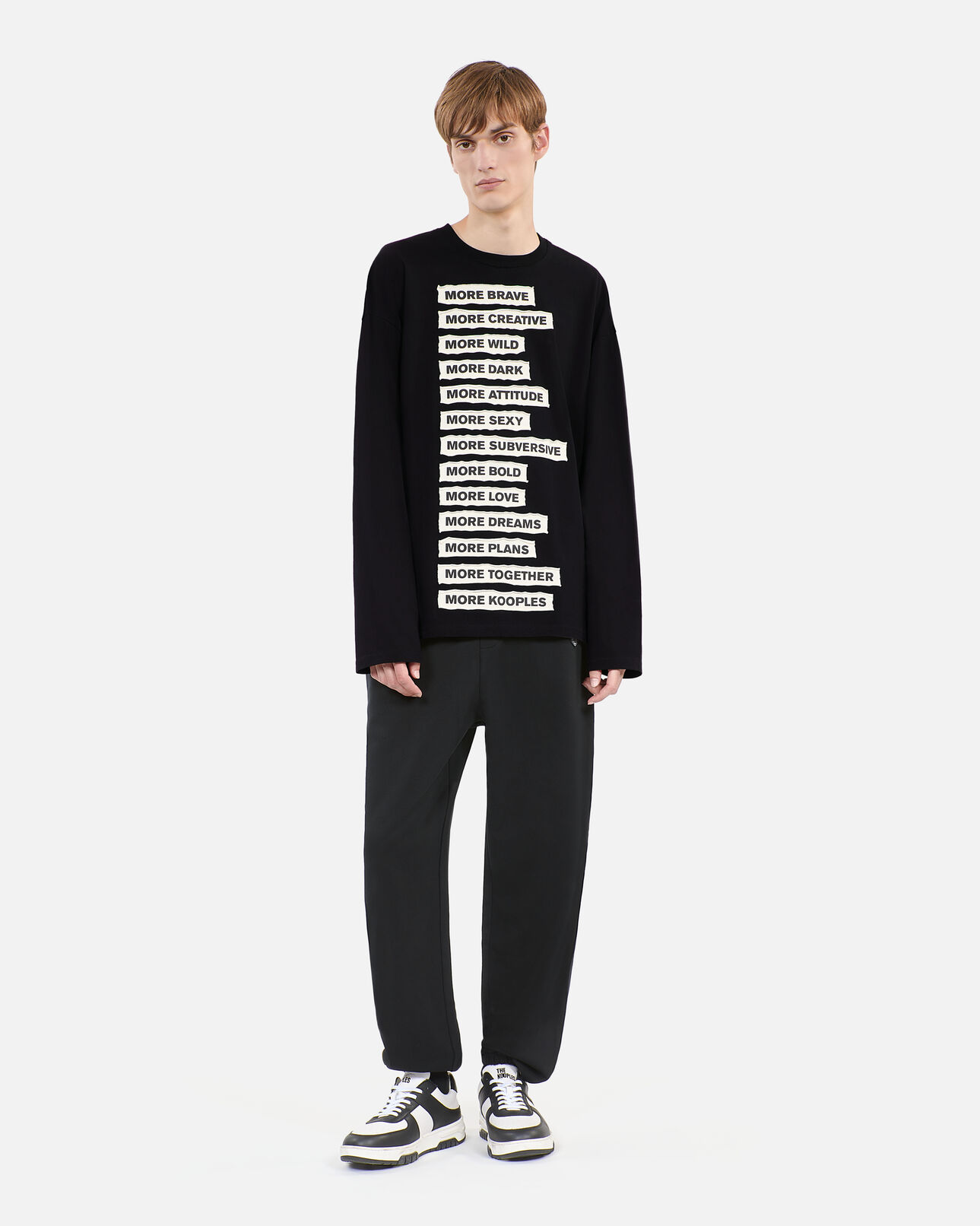 The Kooples MEN BLACK WASHED black long-sleeved t-shirt