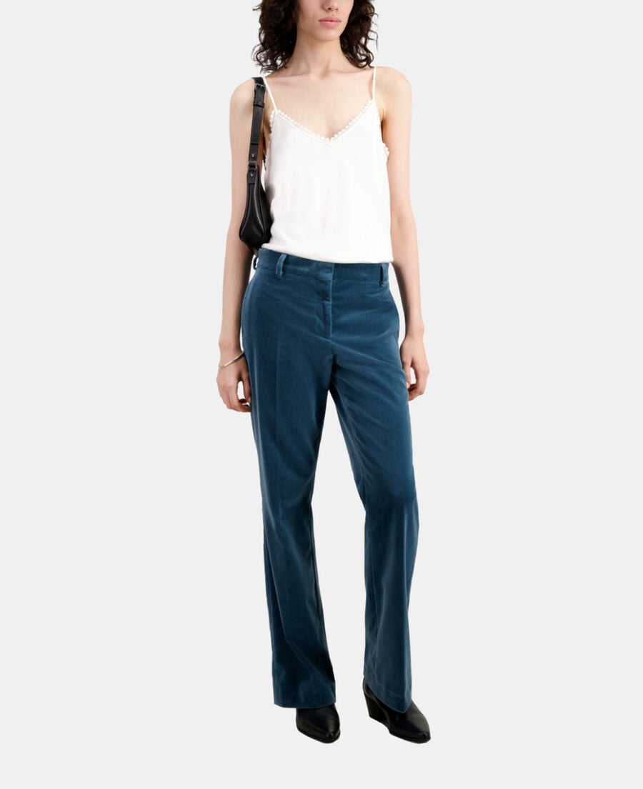 The Kooples FEMME BLUE PETROL pantalon tailleur bleu en velours