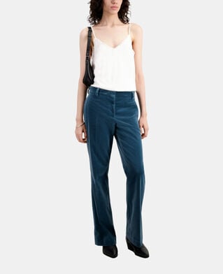The Kooples FEMME BLUE PETROL pantalon tailleur bleu en velours