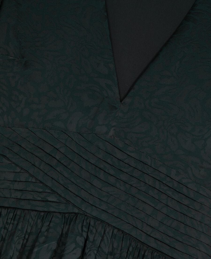 The Kooples FEMME FOREST robe longue en jacquard l&eacute;opard verte fonc&eacute;