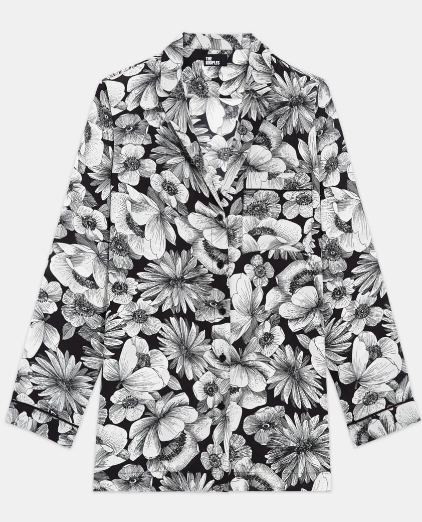 The Kooples F BLACK WHITE floral silk shirt