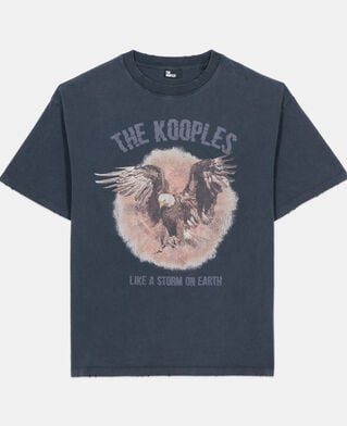 The Kooples H BLACK WASHED black t-shirt with serigraphy