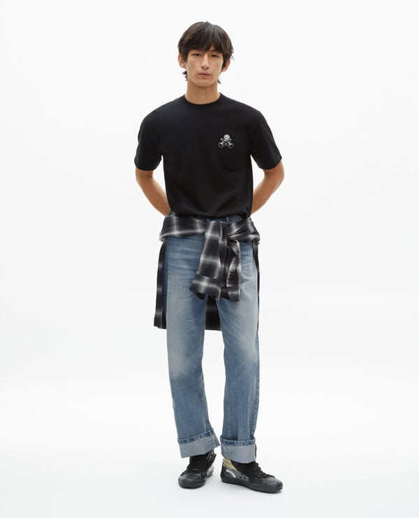 The Kooples MEN BLACK t-shirt with black flocking