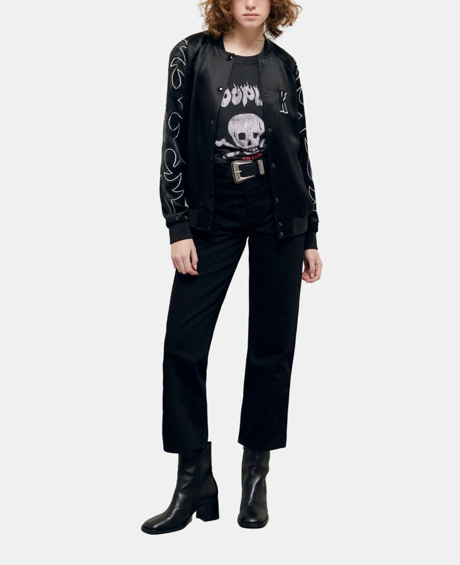 The Kooples WOMEN BLACK black teddy jacket with western-style embroidery