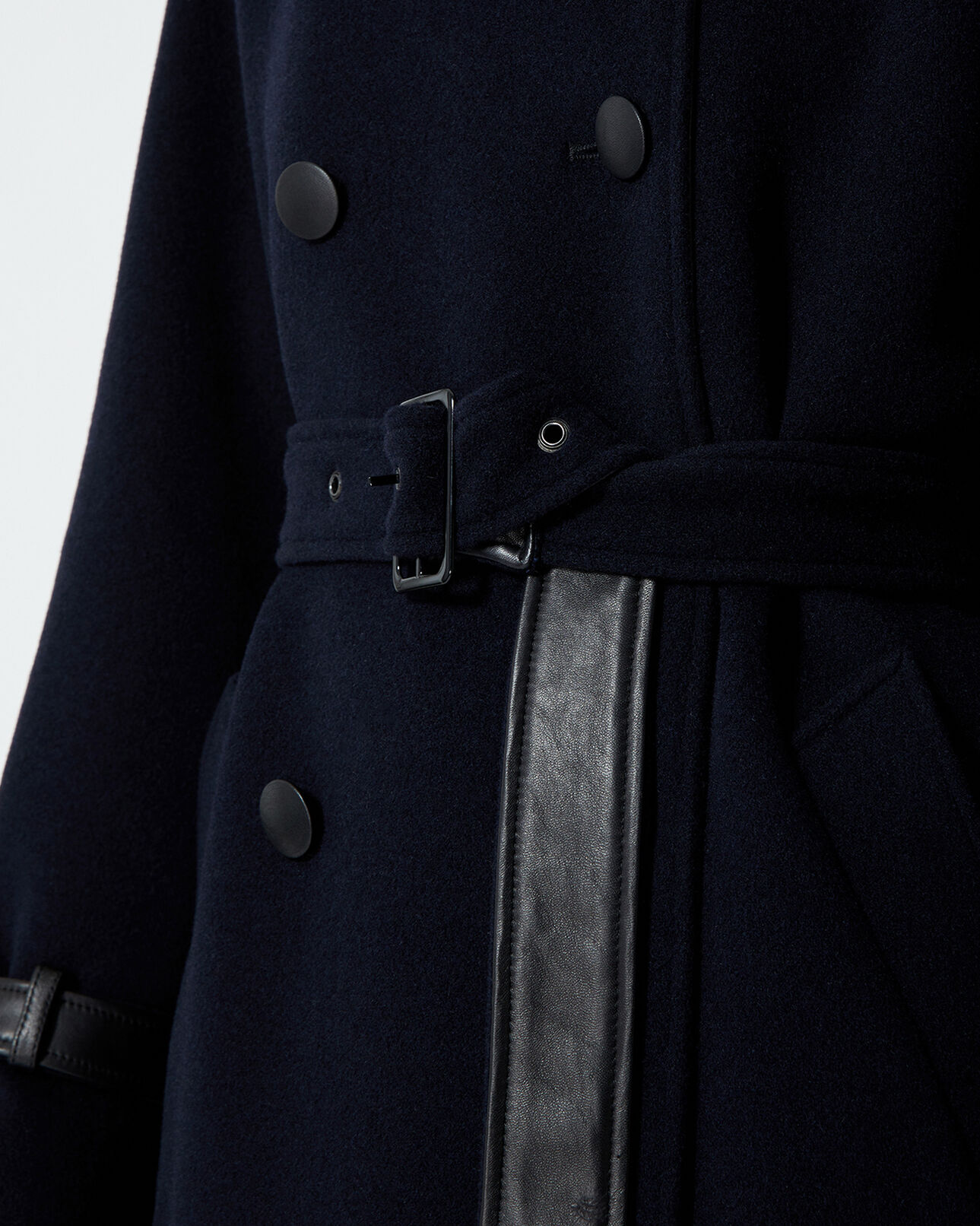 The Kooples WOMEN DARK NAVY trench-style navy blue wool coat