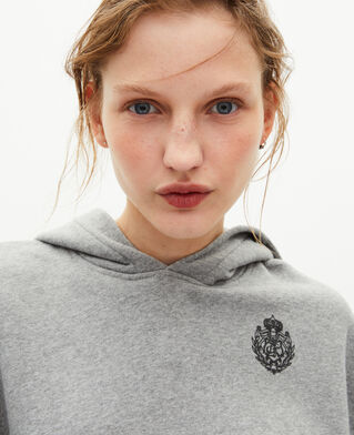 The Kooples F GREY MELANGE grey short hooded sweatshirt