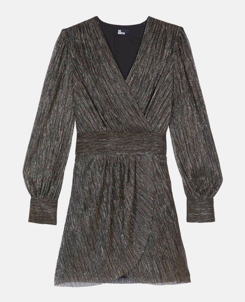 The Kooples FEMME BRONZE robe courte en jersey m&eacute;tallis&eacute; bronze