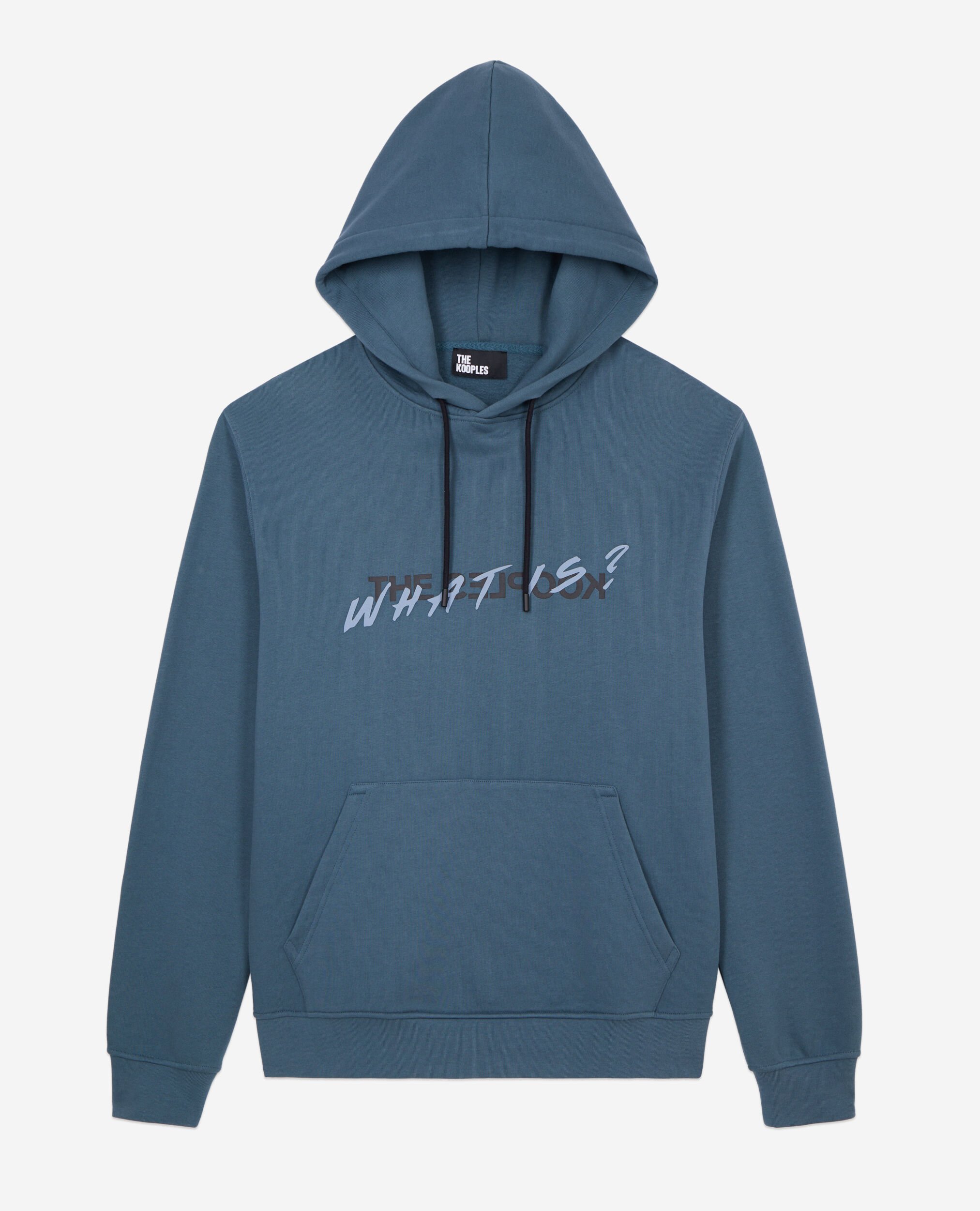 Dunkelblaues Kapuzensweatshirt „What is“, BLUE PETROL, hi-res image number null