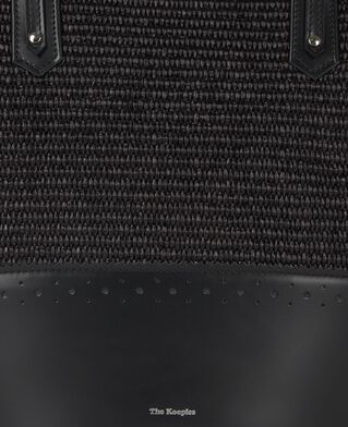 The Kooples FEMME BLACK sac cabas en cuir et raphia noir