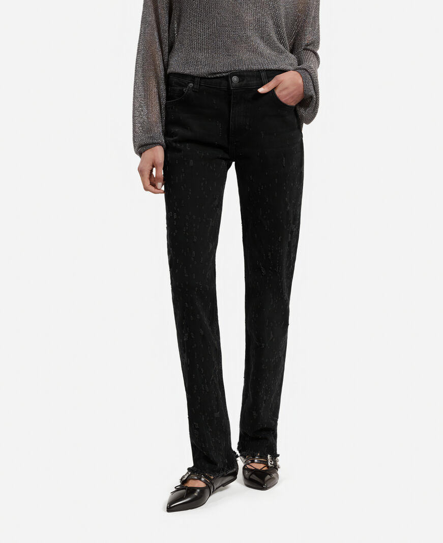 The Kooples WOMEN BLACK WASHED black slim jeans
