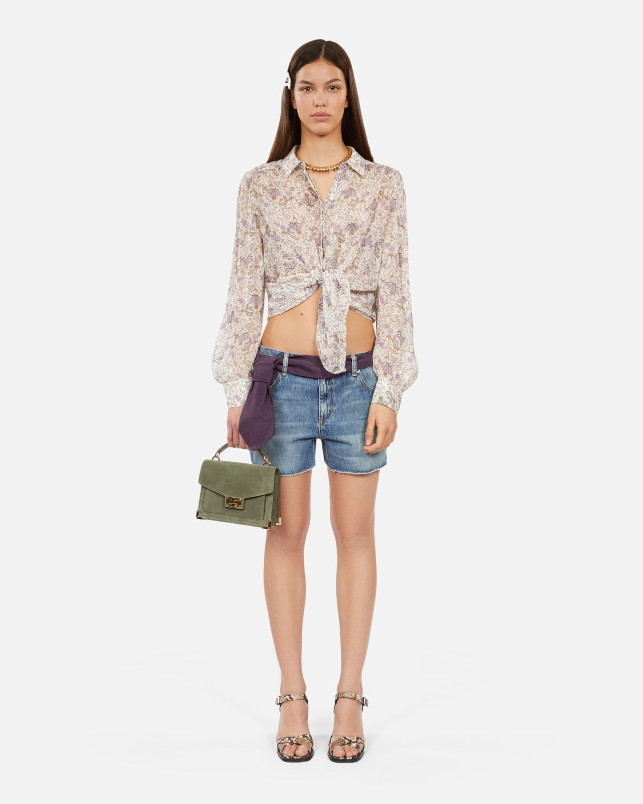 The Kooples WOMEN MEDIUM BLUE blue denim shorts