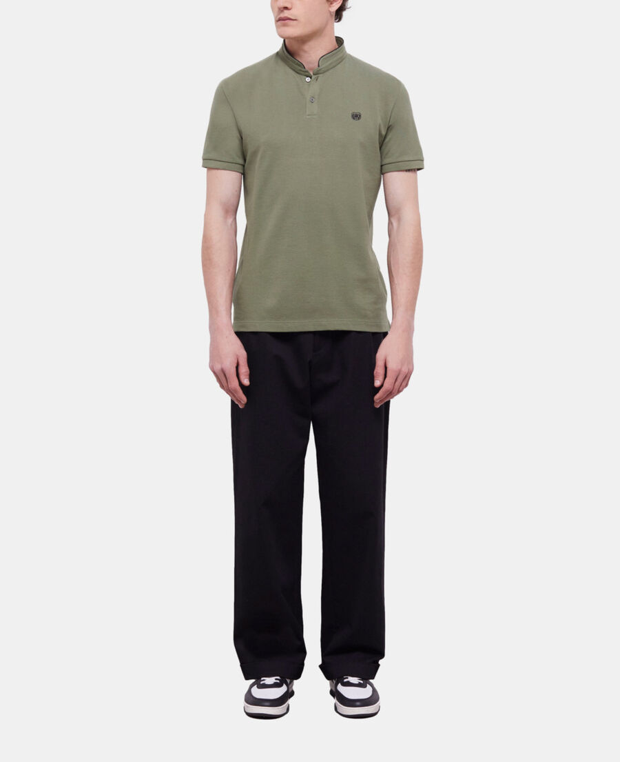 The Kooples H KAKI green officer collar polo shirt