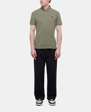 The Kooples H KAKI green officer collar polo shirt