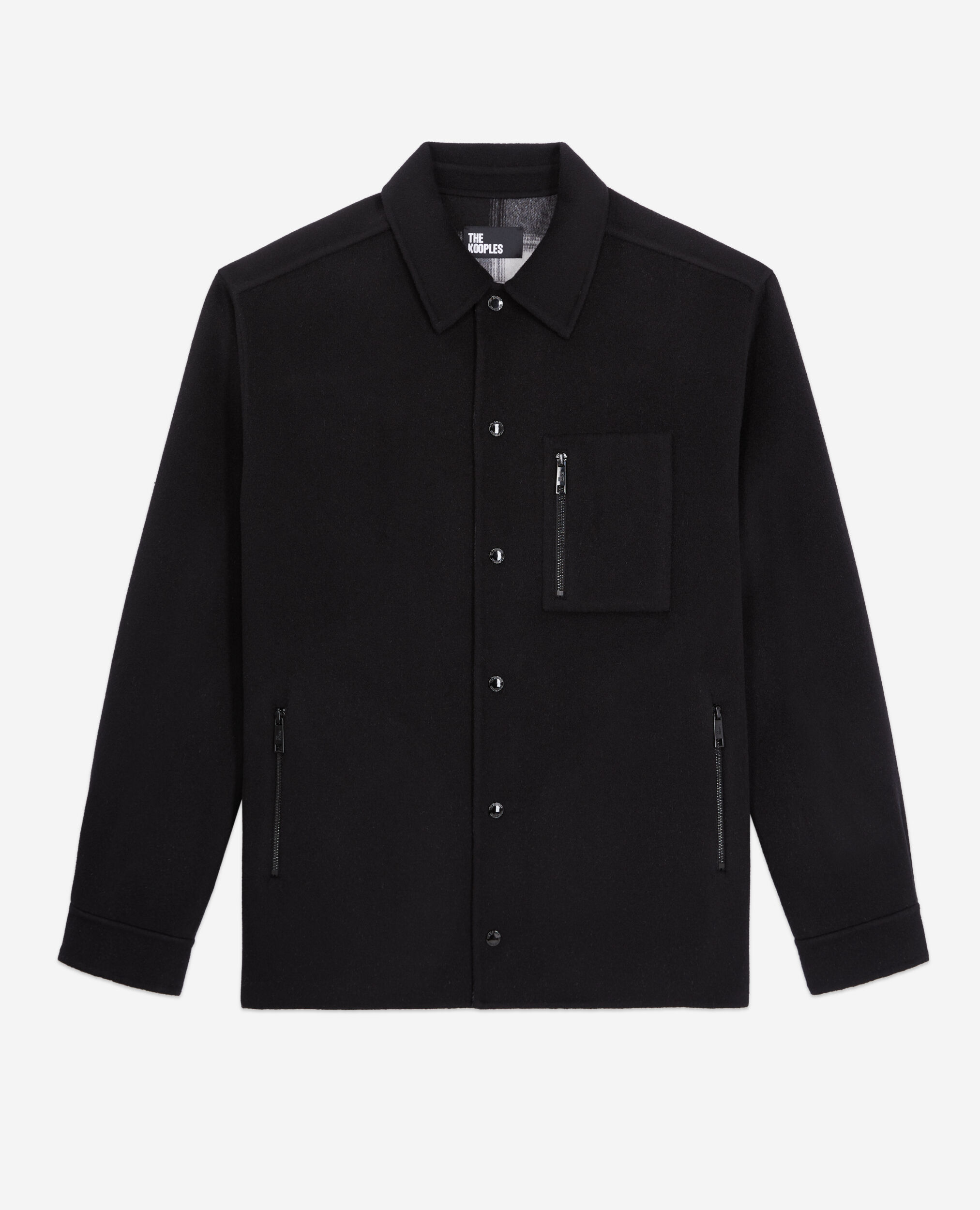 Black wool-blend overshirt jacket, BLACK GREY, hi-res image number null