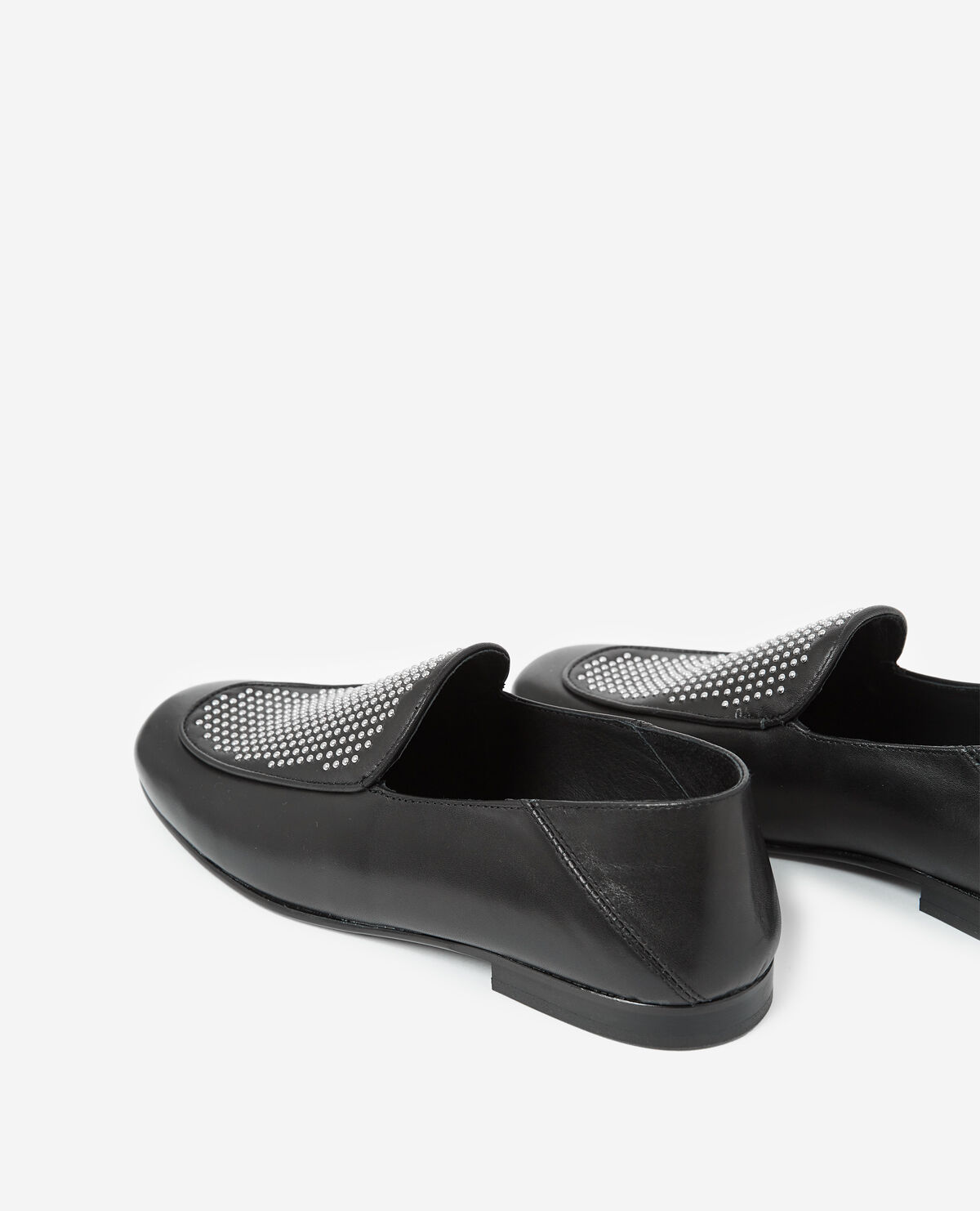 Black studded leather slippers The Kooples Women