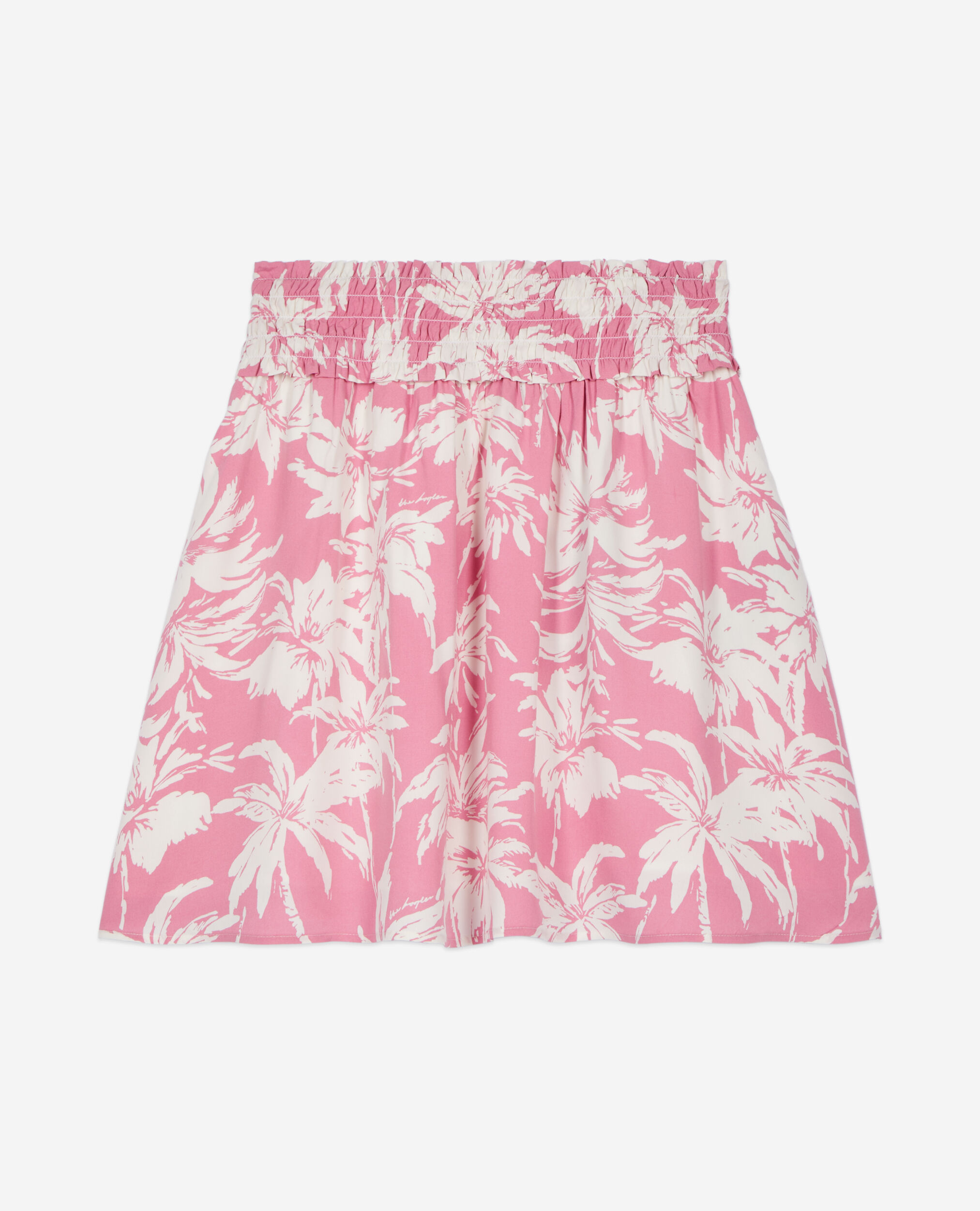 Short printed skirt with smocks, PINK-WHITE, hi-res image number null