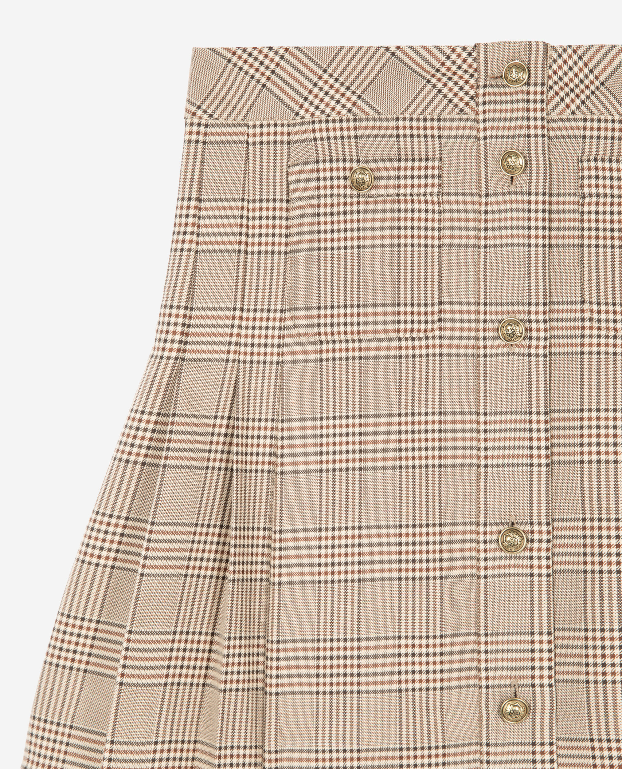 Jupe courte Prince de Galles beige The Kooples Suisse