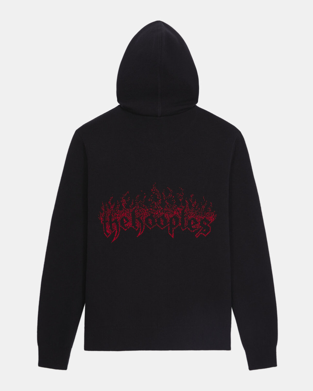 The Kooples HOMME BLACK - RED cardigan à capuche noir en mélange de laine