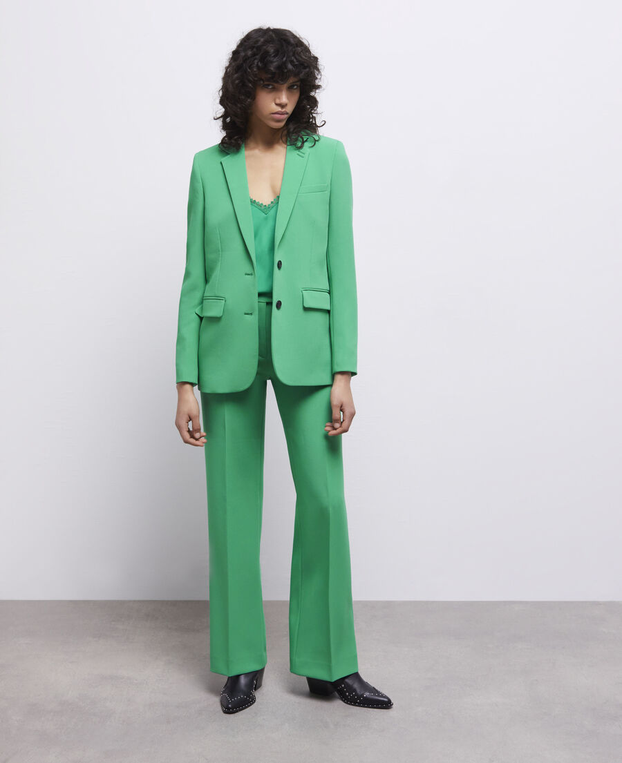 green crêpe suit pants
