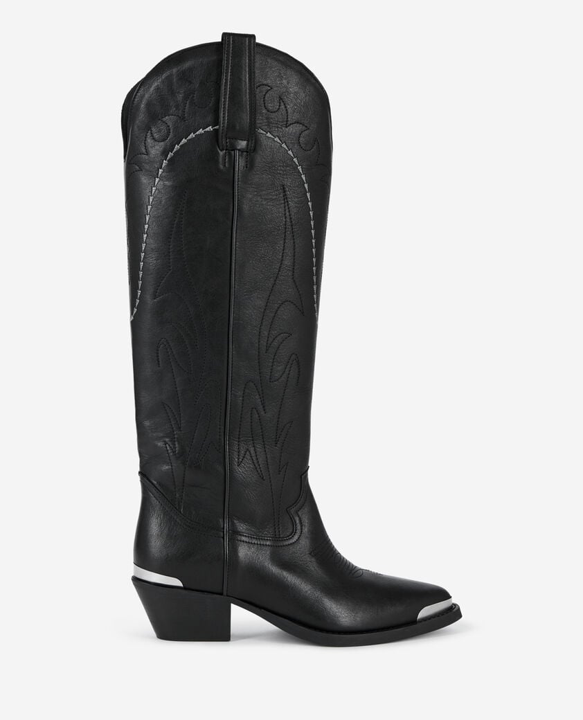 The Kooples DAMEN BLACK schwarze westernstiefel aus leder