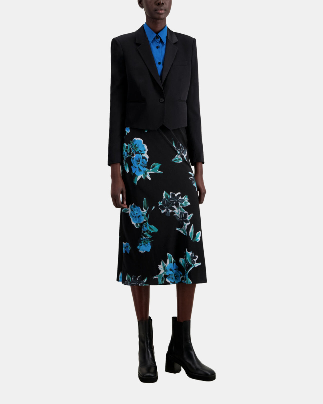 The Kooples WOMEN BLACK short black satin blazer