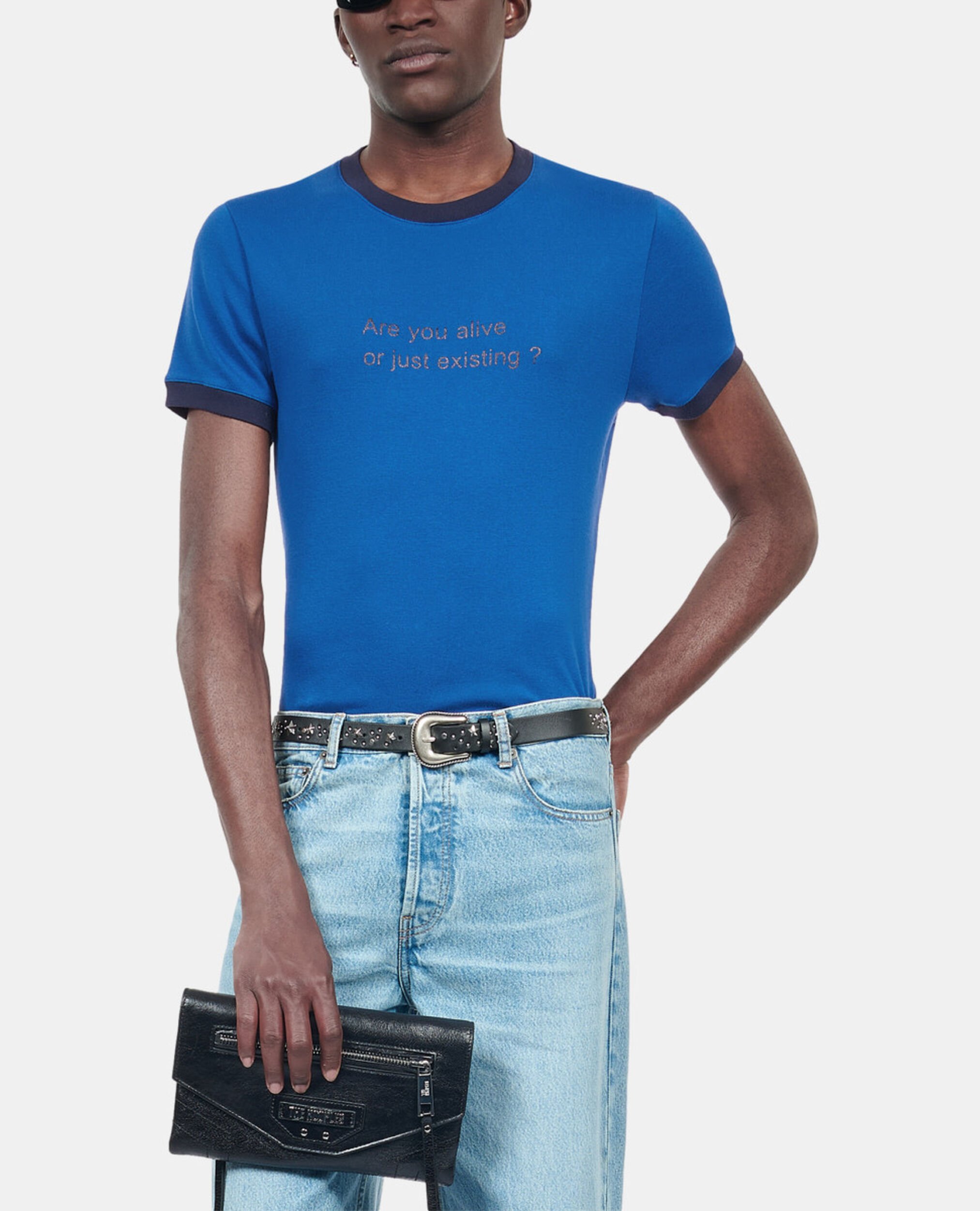 Blaues T-Shirt mit Are you alive-Siebdruck, BLUE BRUT, hi-res image number null