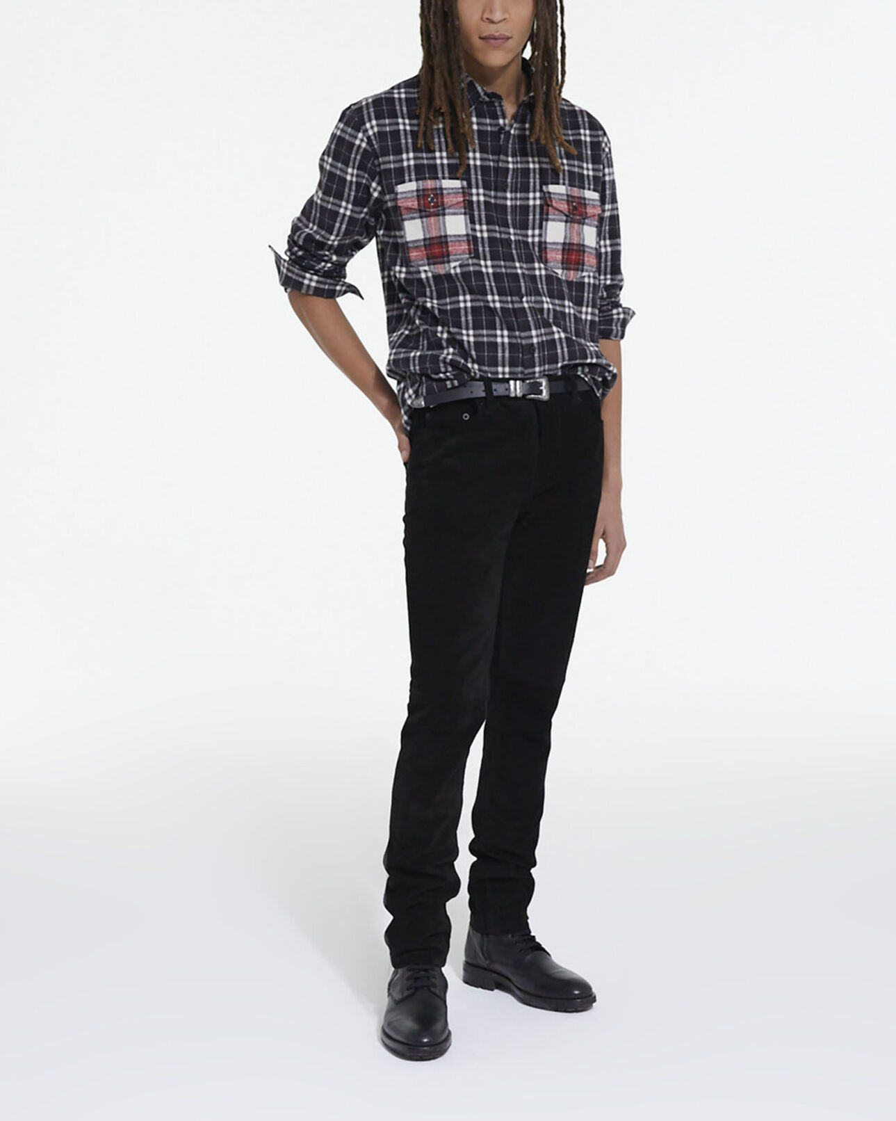 The Kooples HERREN BLACK kariertes hemd mit klassischer kragen