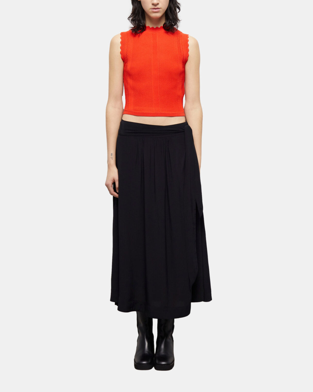 The Kooples WOMEN PUMPKIN orange short knit top
