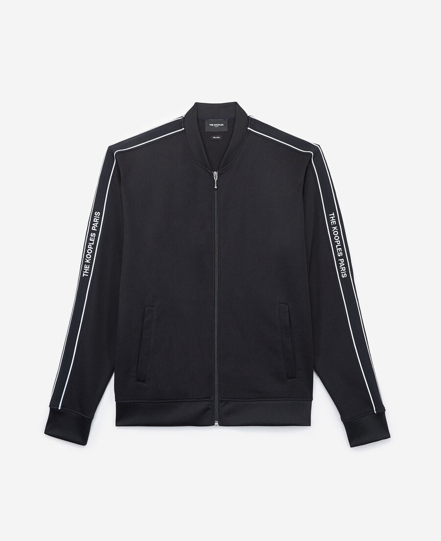 The Kooples H NAVY sweater with trucker collar and stripe