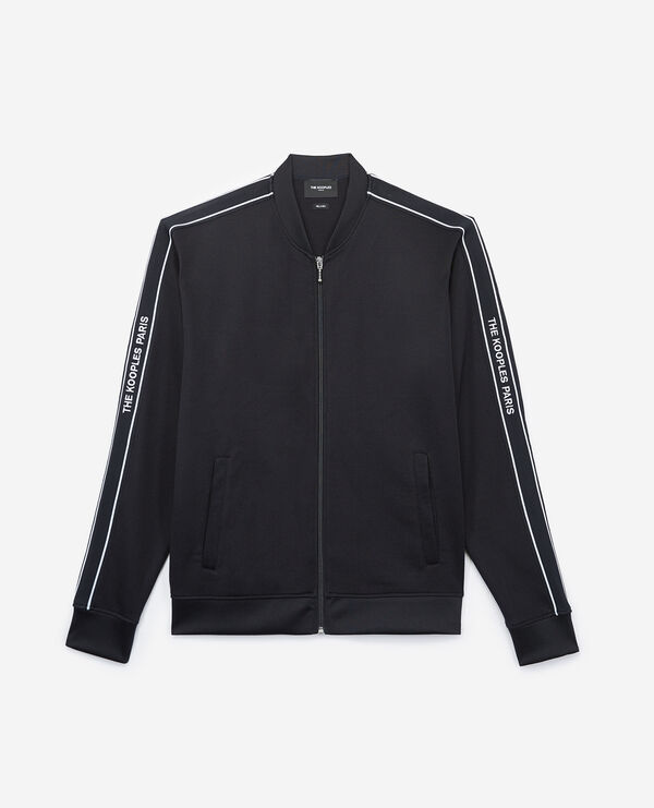 The Kooples H NAVY sweater with trucker collar and stripe