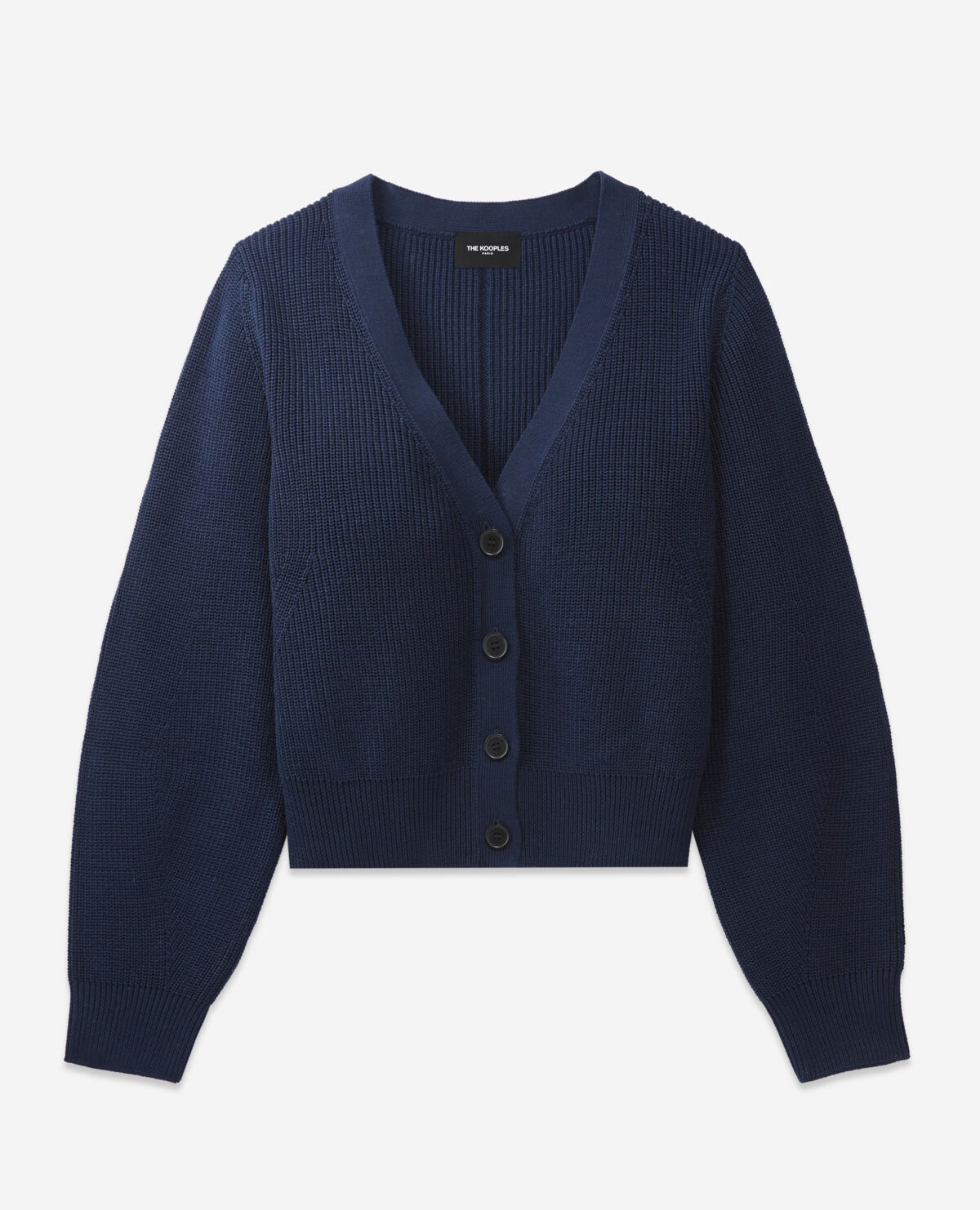Navy blue cropped cardigan on sale