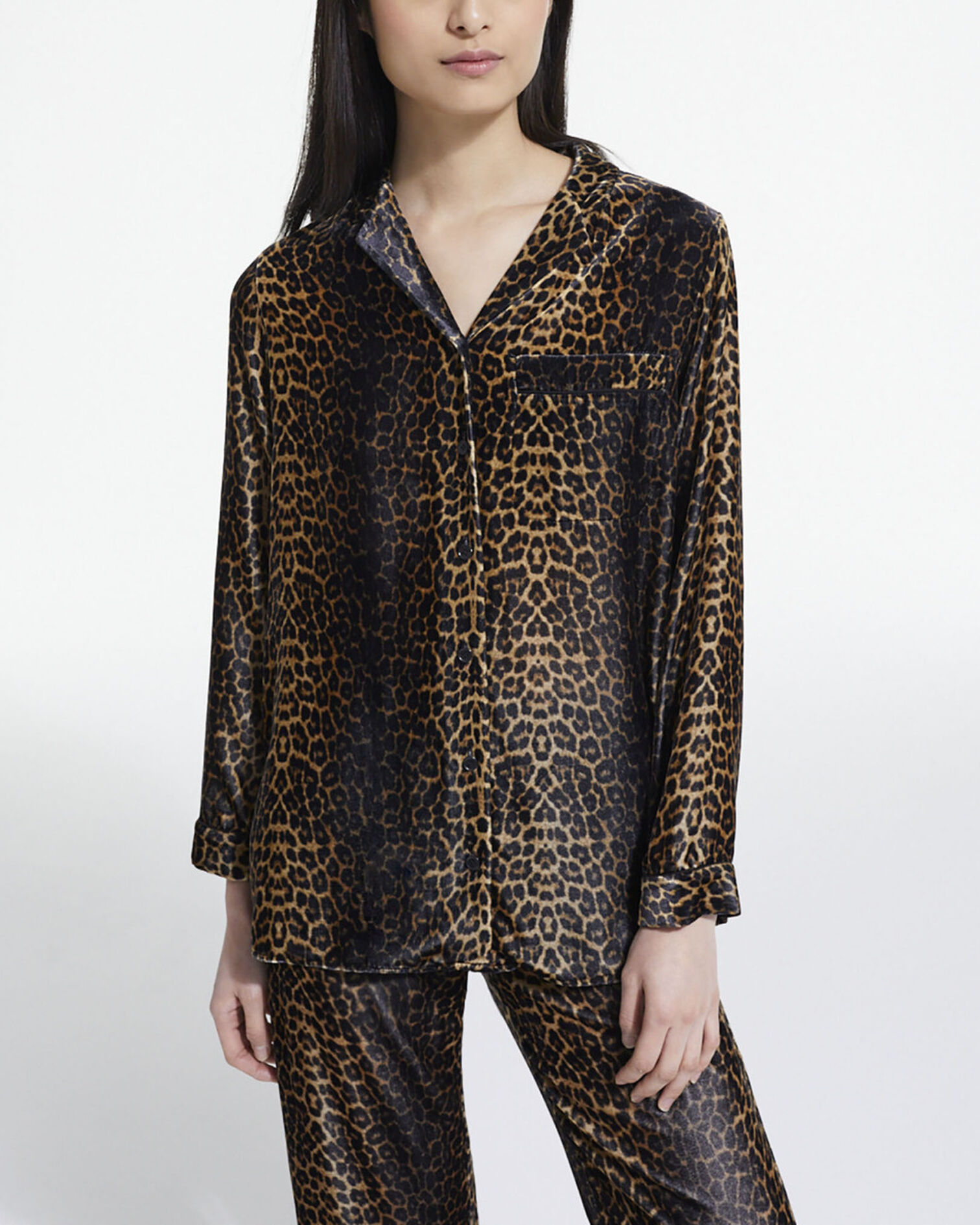 Velvet leopard print shirt, LEOPARD, hi-res image number null