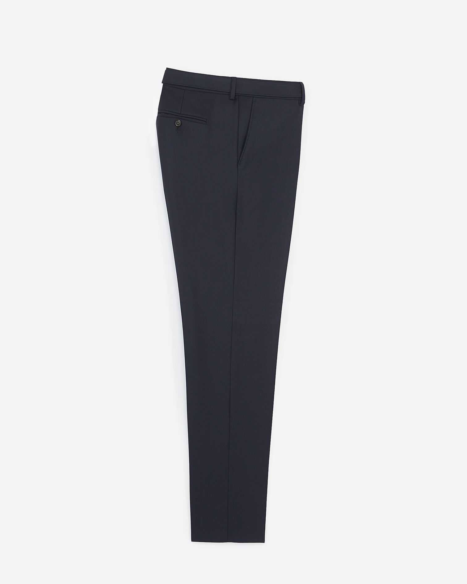 Navy blue wool fitted suit trousers, DARK NAVY, hi-res image number null