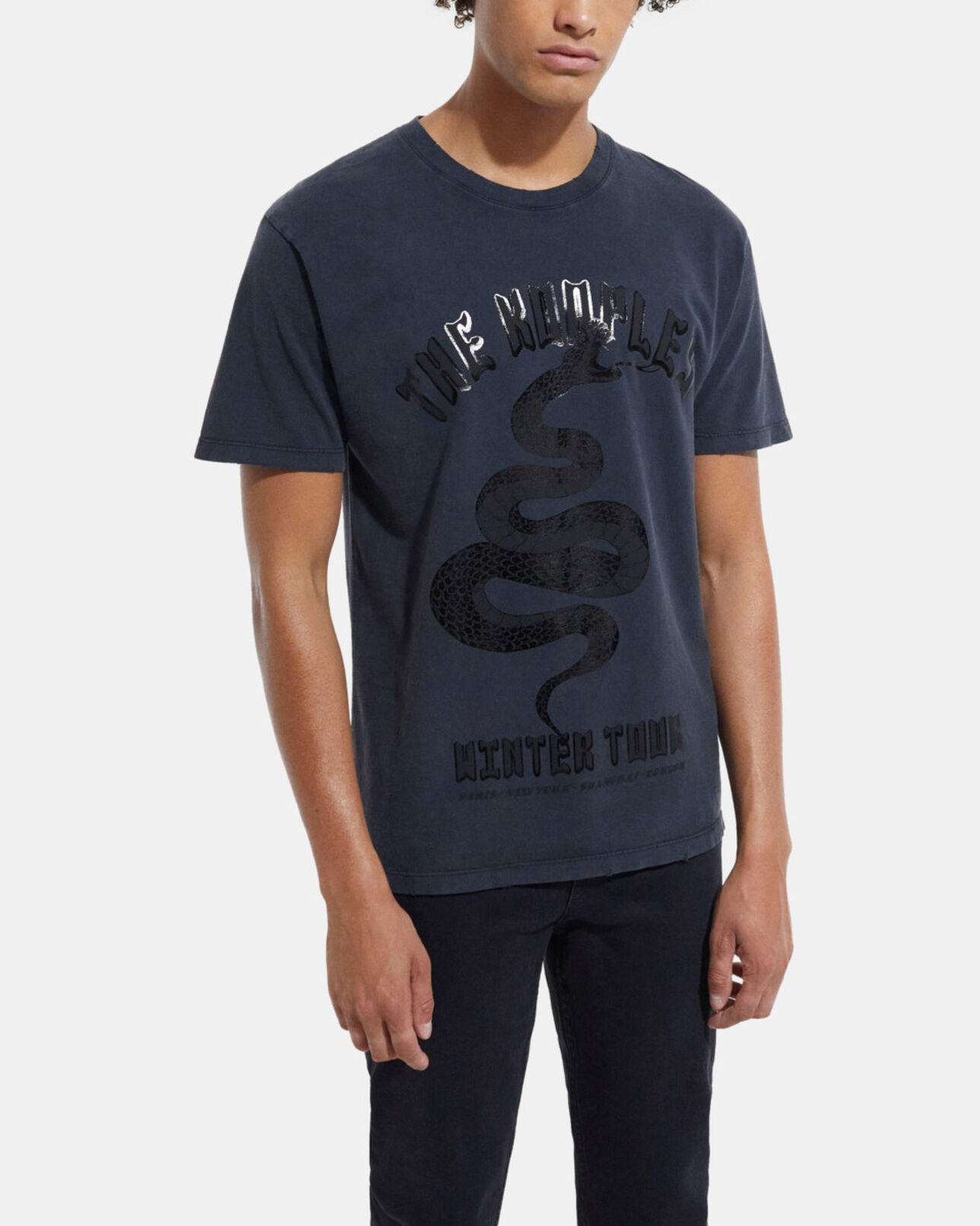 The Kooples MEN BLACK black screen print t-shirt