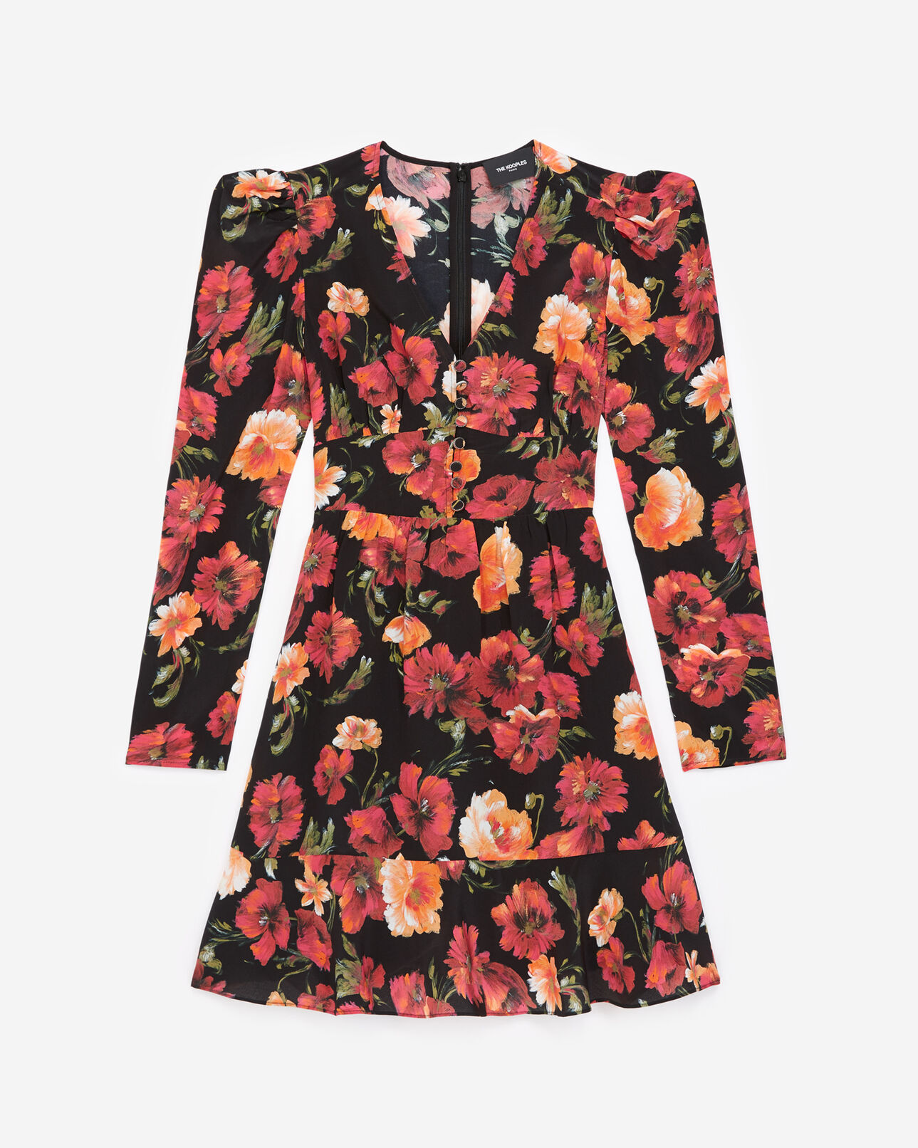 The Kooples DAMEN MULTICOLOR kurzes seidenkleid mit blumenprint