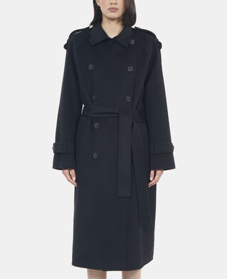 The Kooples FEMME BLACK manteau en laine style trench noir