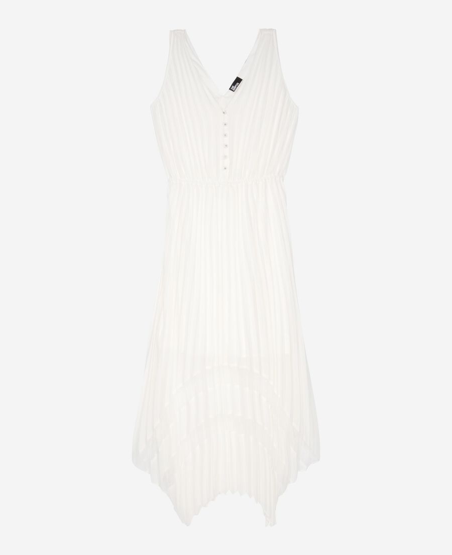 The Kooples FEMME ECRU robe longue avec plissage blanche et plumetis