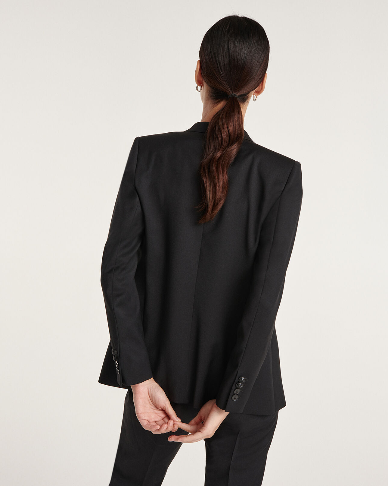 The Kooples WOMEN BLACK formal black jacket in wool