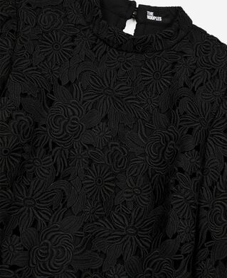The Kooples FEMME BLACK robe courte en dentelle fleurie noire