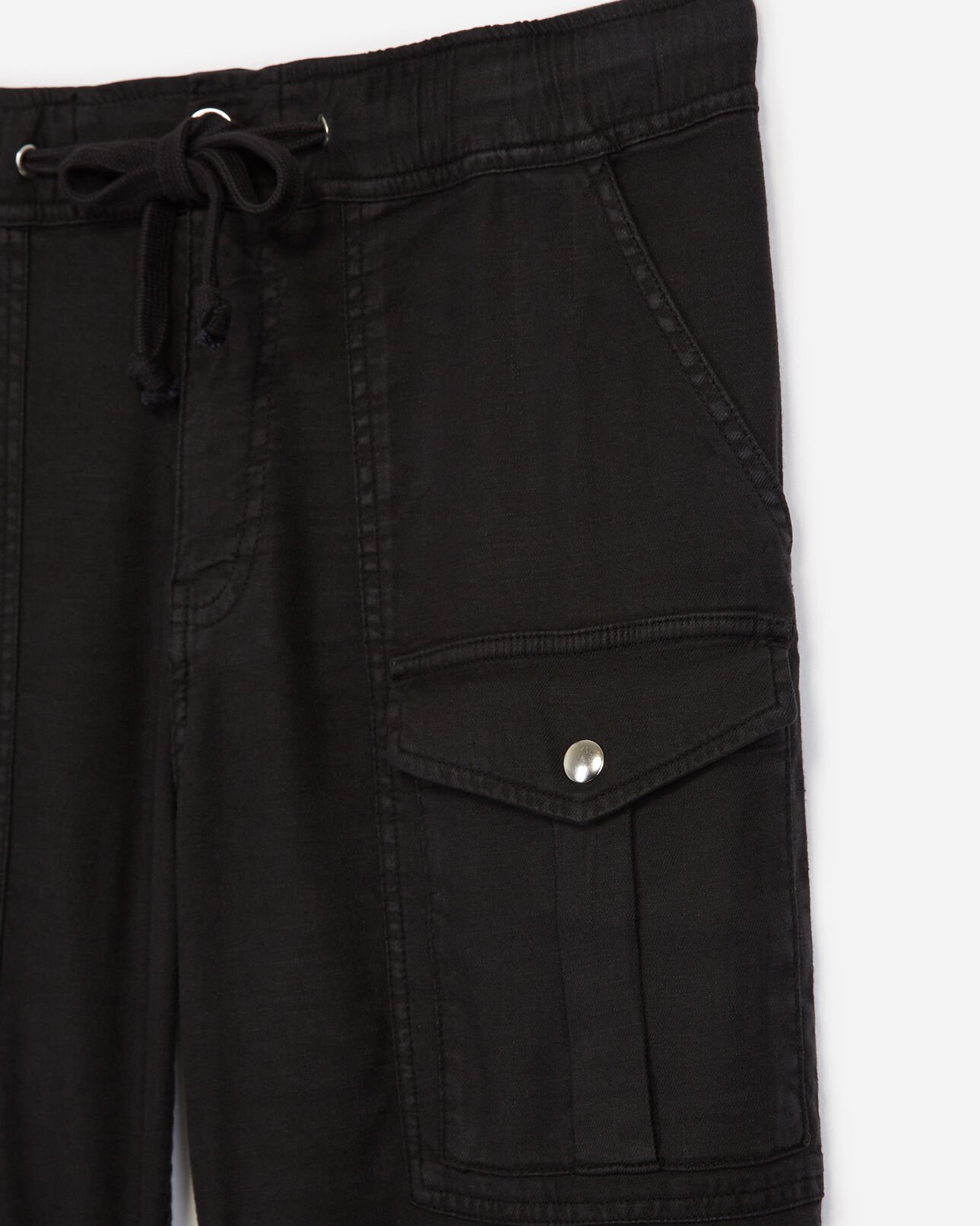 The Kooples WOMEN BLACK cotton military-effect black trousers