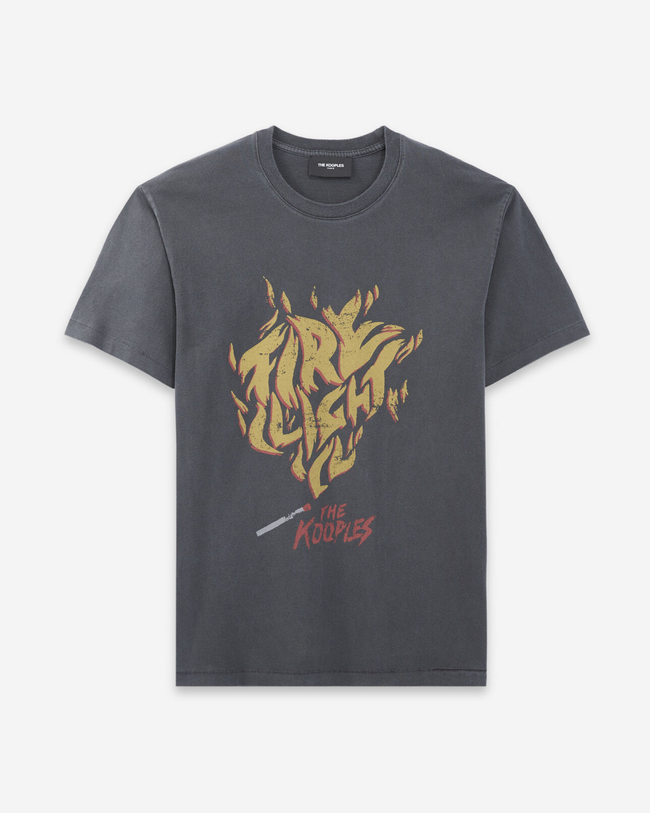 The Kooples HOMME BLACK WASHED t-shirt noir délavé coton à motif rock
