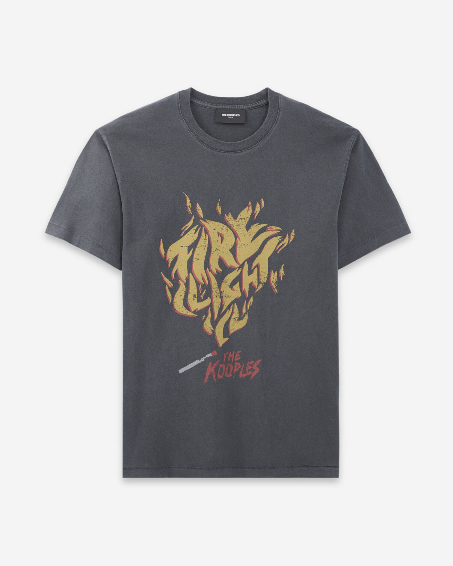 T-shirt noir délavé coton à motif rock, BLACK WASHED, hi-res image number null