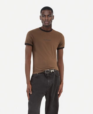 The Kooples MEN DARK BROWN t-shirt with brown screen printing