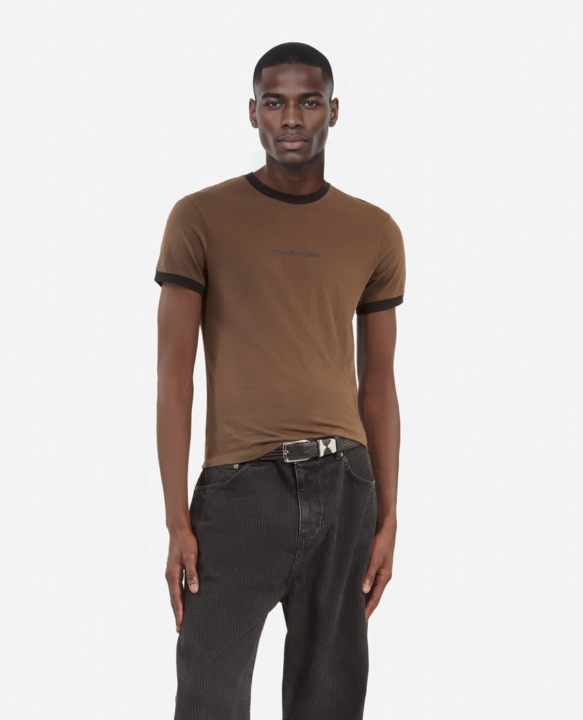 The Kooples HERREN DARK BROWN t-shirt mit braunem siebdruck
