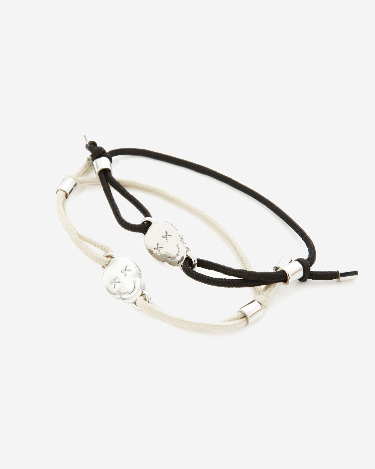 The Kooples HOMME BLACK / SILVER bracelet noir et argenté métal